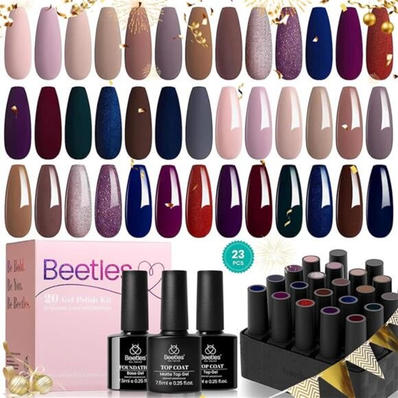 Beetles 23 Pcs Winter Gel Nail Polish Set - Manhattan Collection Nude Glitter - Picture 8 of 14
